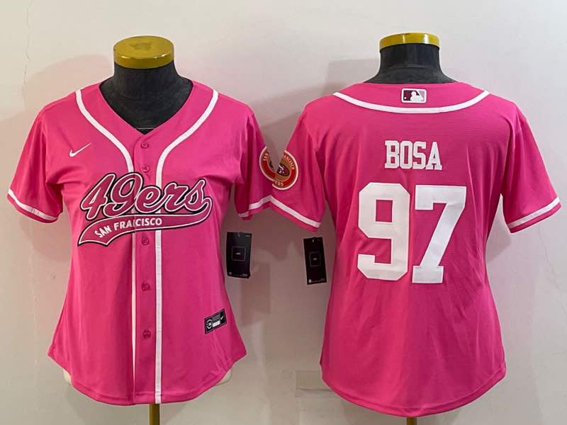 Womens NFL San Francisco 49ers #97 Bosa Pink Joint-design Jersey