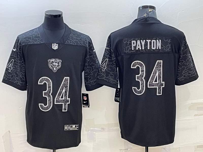 NFL Chicago Bears #34 Payton Black Jersey