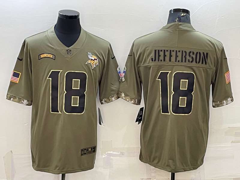 NFL Minnesota Vikings #18 Jefferson Salute to Service Jersey