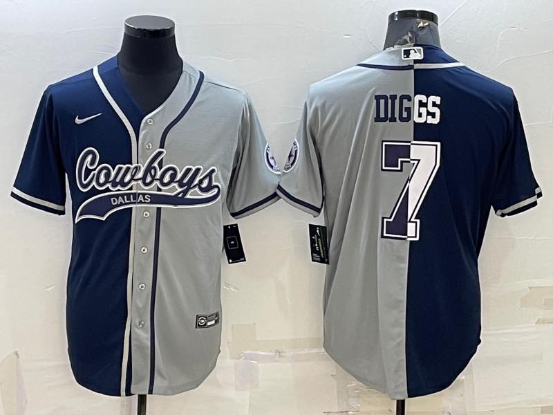 NFL Dallas Cowboys #7 Diggs Joint-design Blue Grey Jersey