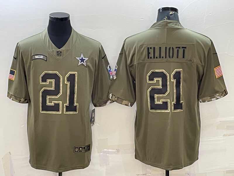 NFL Dallas Cowboys #21 Elliott  Salute to Service Jersey