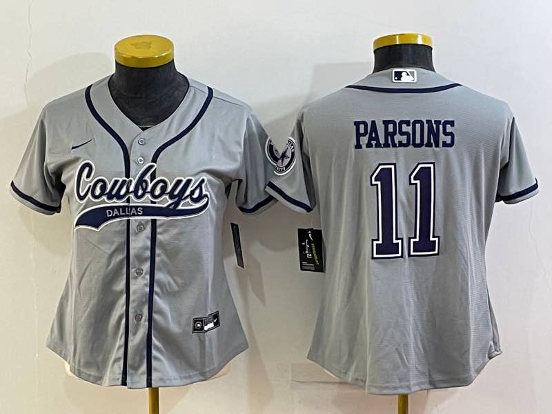 Womens NFL Dallas Cowboys #11 Parsons Joint-design Grey Jersey
