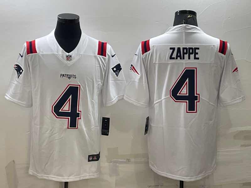 NFL New England Patriots #4 Zappe White Limited Jersey