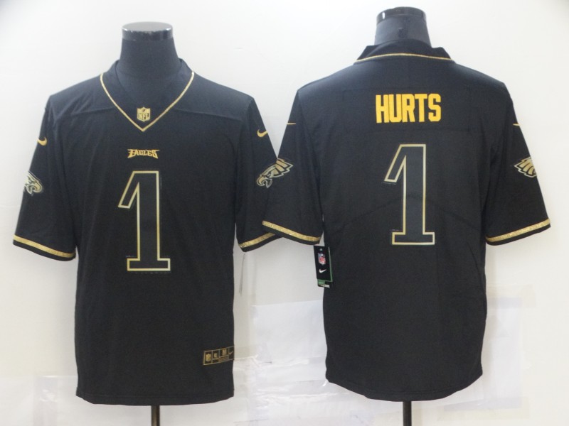 NFL Philadephia Eagles #1 Hurts Black Gold Limited Jersey 