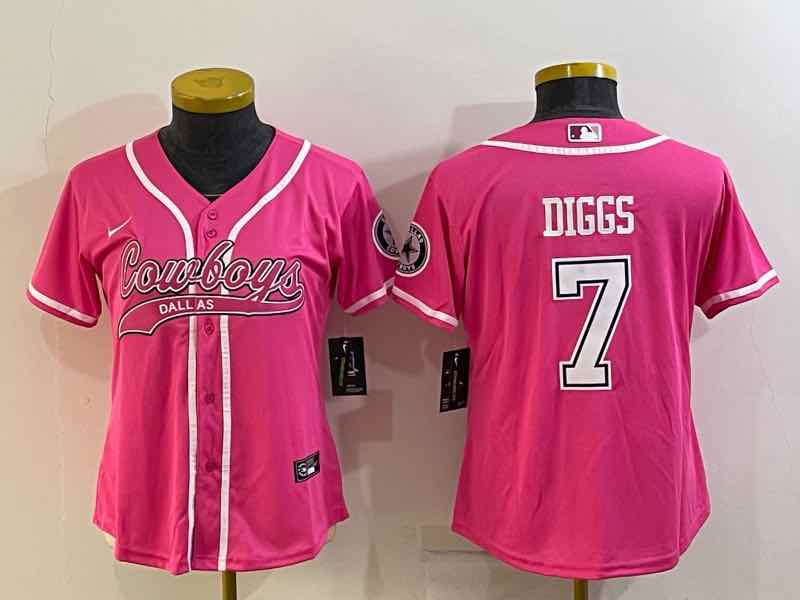 Womens NFL Dallas Cowboys #7 Diggs Joint-design Pink Jersey