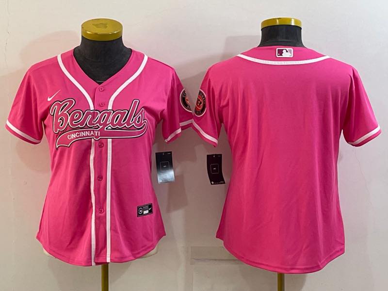 Womens NFL Cincinnati Bengals Pink Joint-design Jersey
