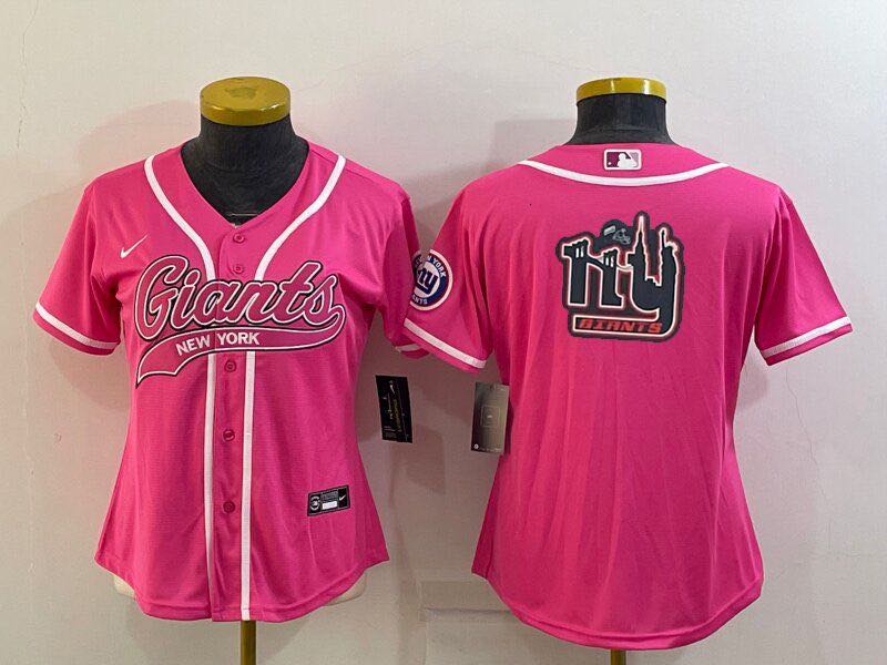 Womens NFL New York Giants Pink Joint-design Jersey