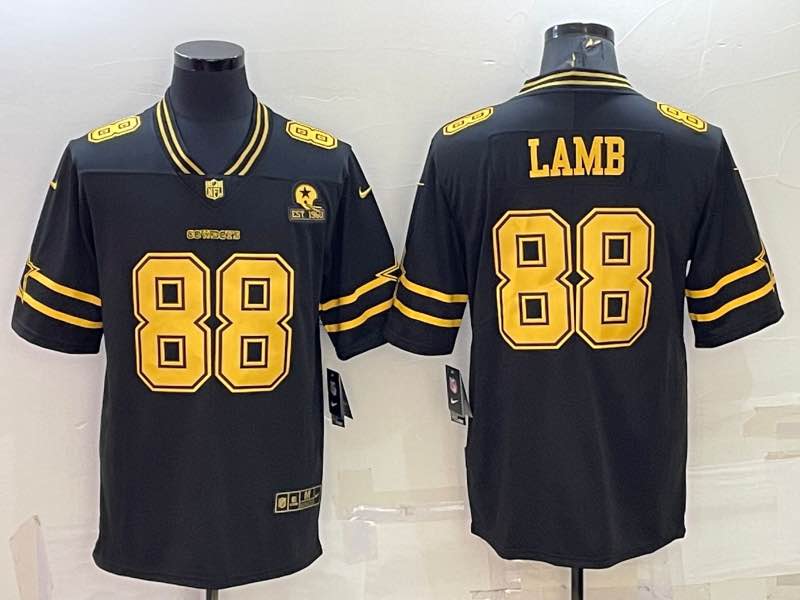NFL Dallas Cowboys #88 Lamb Black Gold Jersey