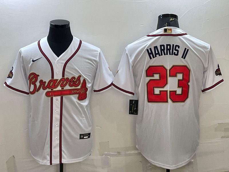 MLB Atlanta Braves #23 Harris II White Game Jersey