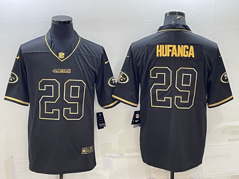 NFL San Francisco 49ers #22 Hufanga Black Gold Limited Jersey