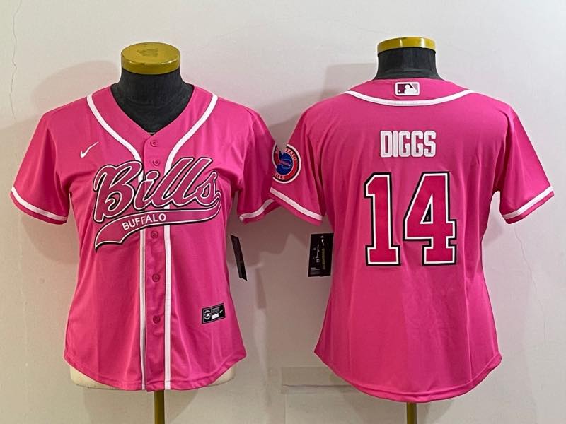 Womens NFL Buffalo Bills #14 Diggs Joint-design Pink Jersey
