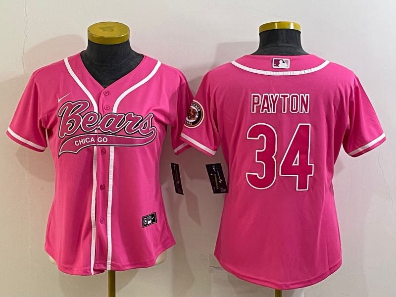 Womens NFL Chicago Bears #34 Payton Joint-designed Pink Jersey