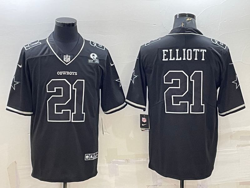 NFL Dallas Cowboys #21 Elliott Black Shadow Limited Jersey  