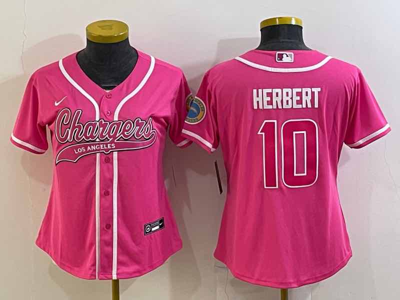 Womens NFL San Diego Chargers #10 Herbert Joint-designed Pink Jersey
