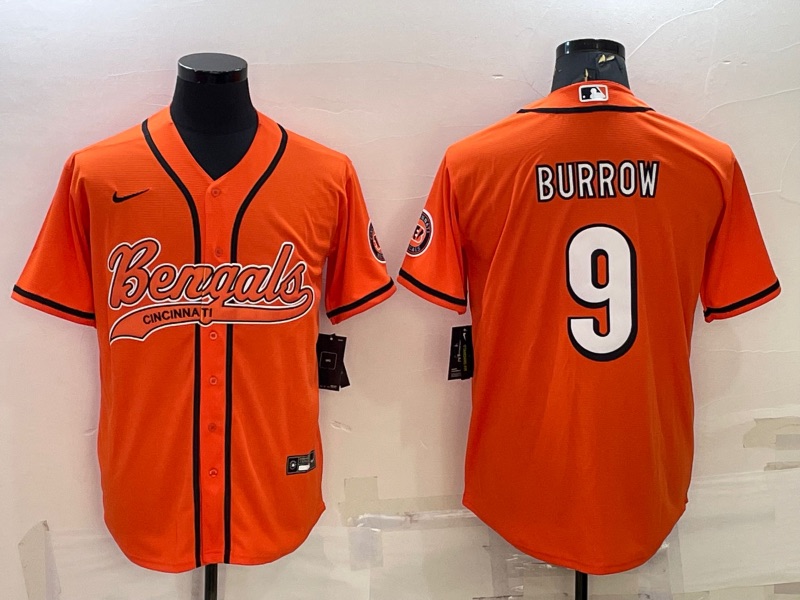 NFL Cincinati Bengals #9 Burrow Joint-designed Orange Jersey