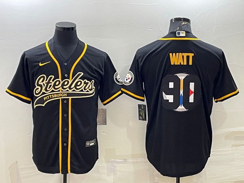 NFL Pittsburgh Steelers #90 Watt Black Joint-designed  Jersey