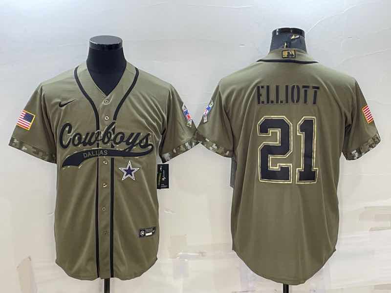 NFL Dallas Cowboys #21 Elliott Salute to Service Joint-designed Jersey