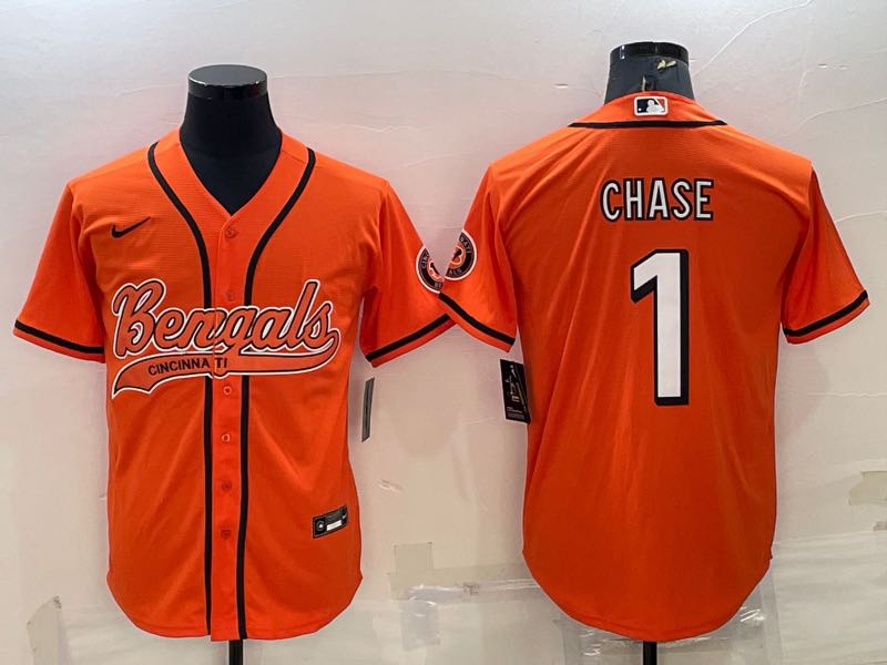 NFL Cincinati Bengals #1 Chase Joint-designed Orange Jersey