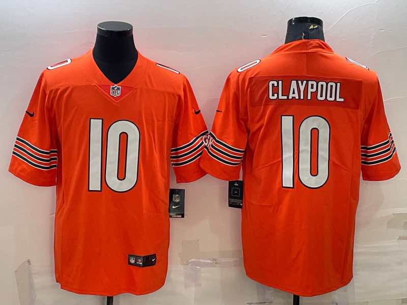 NFL Chicago Bears #10 Claypool Orange Vapor Limited Jersey