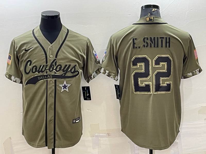 NFL Dallas Cowboys #22 E.Smith Salute to Service Joint-designed Jersey