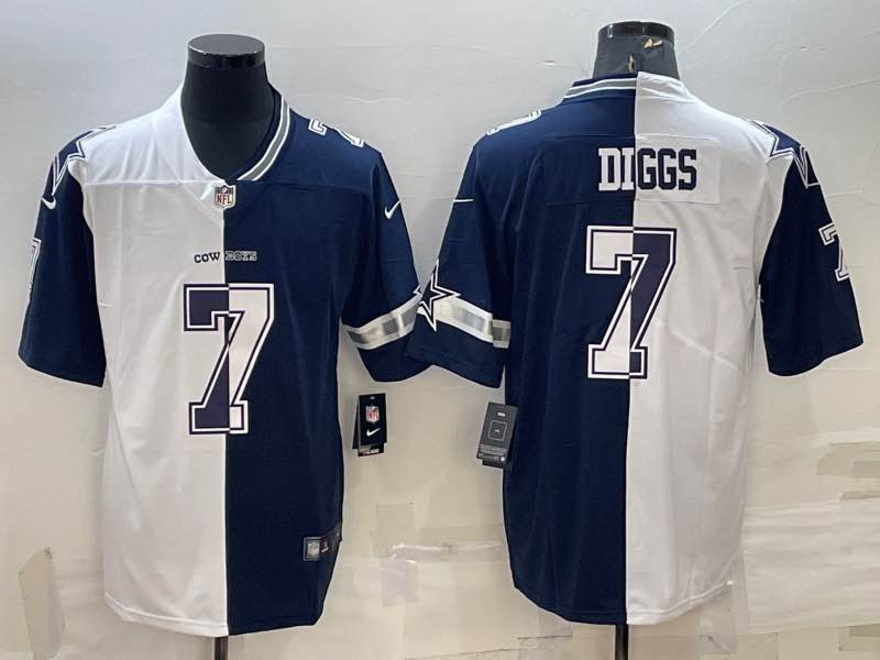 NFL Dallas Cowboys #7 Diggs Blue White Half Limited Jersey