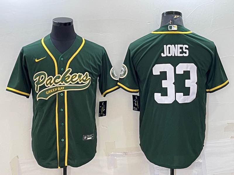 NFL Green Bay Packers #33 Jones  Green Joint-design Jersey