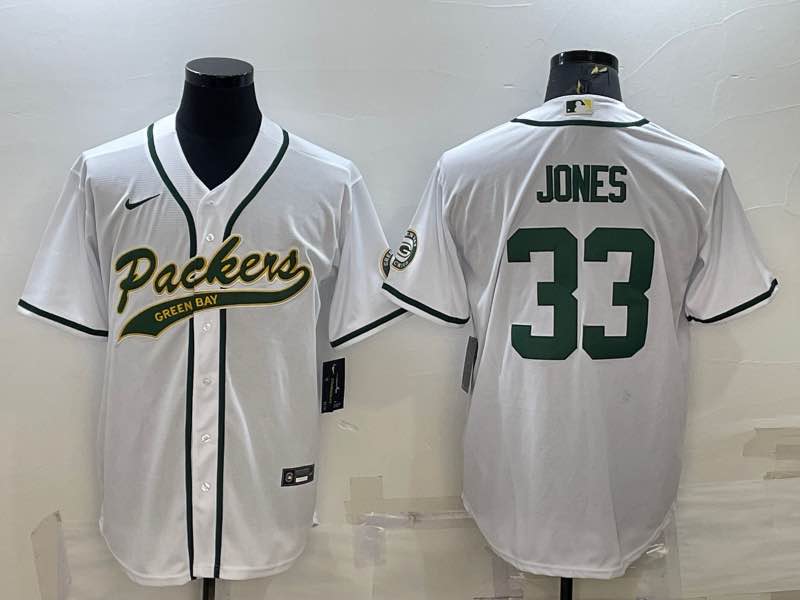 NFL Green Bay Packers #33 Jones White Joint-designed Jersey