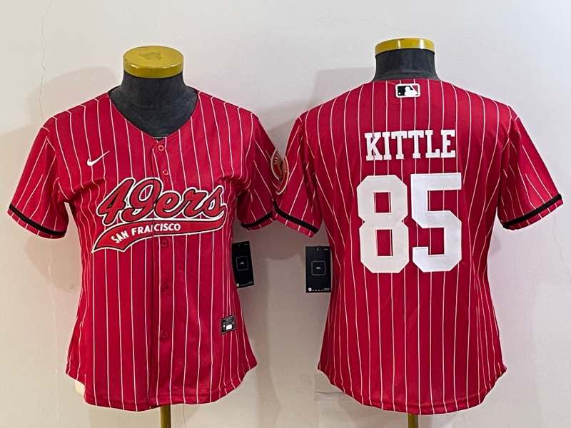 Womens NFL San Francisco 49ers #85 Kittle Red Joint-design Jersey