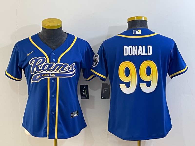 Womens NFL Los Angeles Rams #99 Donald Blue Joint-design Jersey