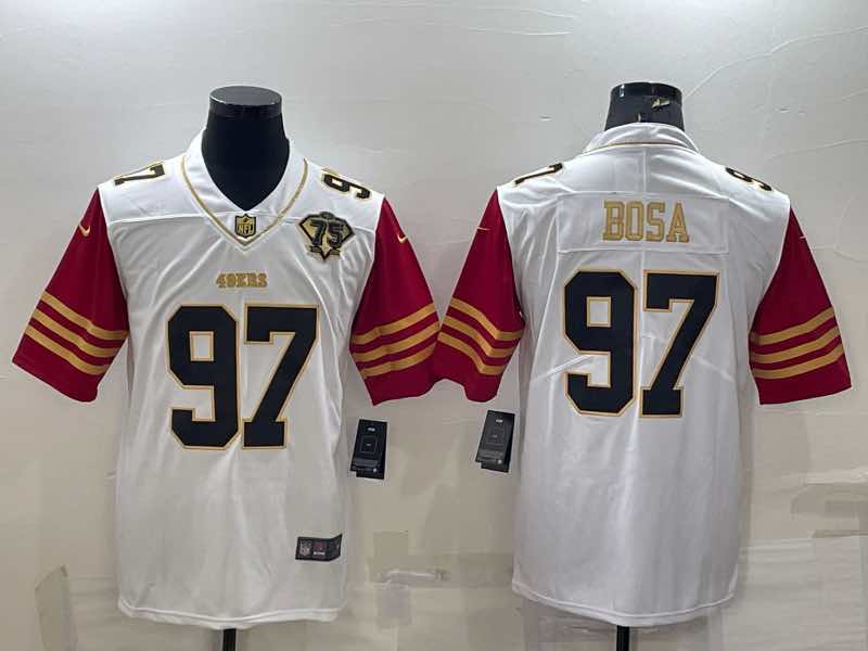NFL San Francisco 49ers #97 Bosa White Gold Jersey