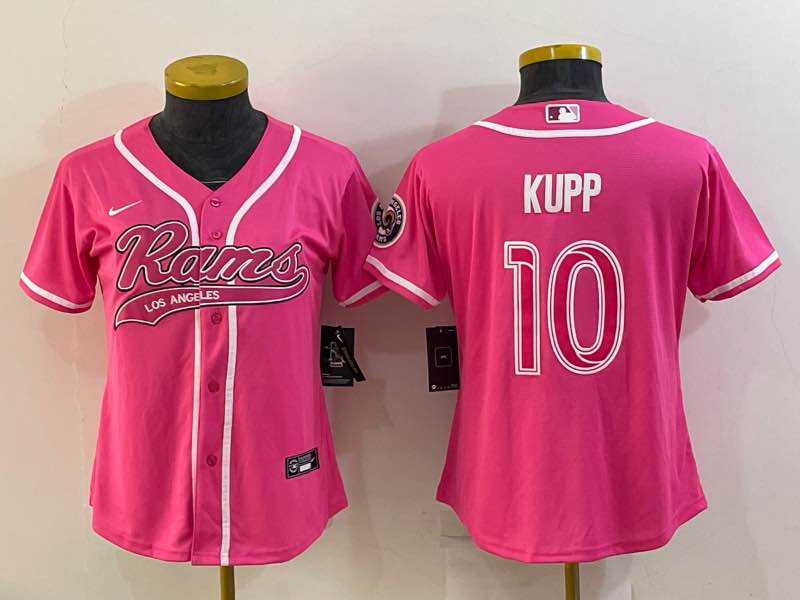 Womens NFL Los Angeles Rams #10 Kupp Pink Joint-design Jersey