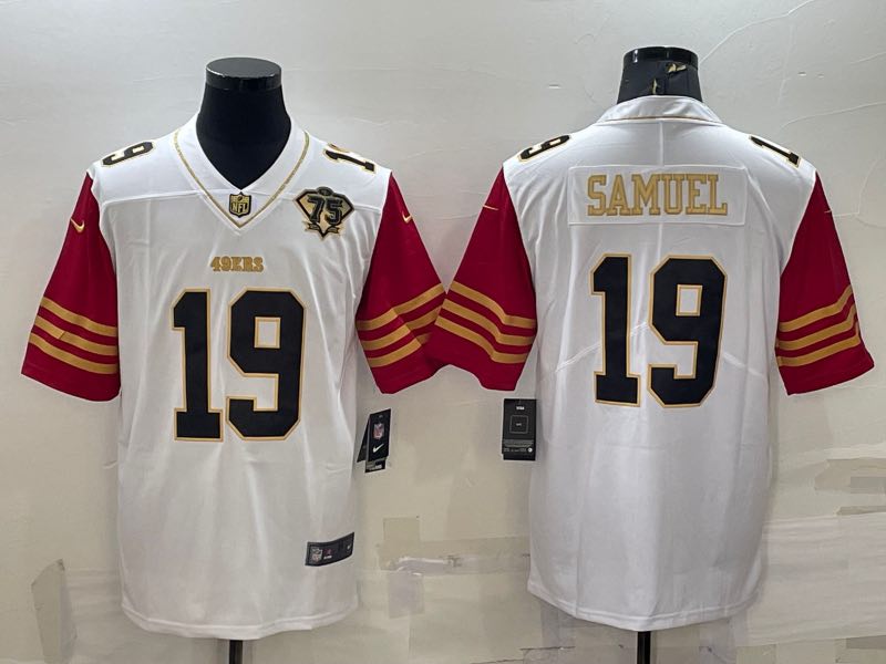 NFL San Francisco 49ers #19 Samuel White Gold Jersey