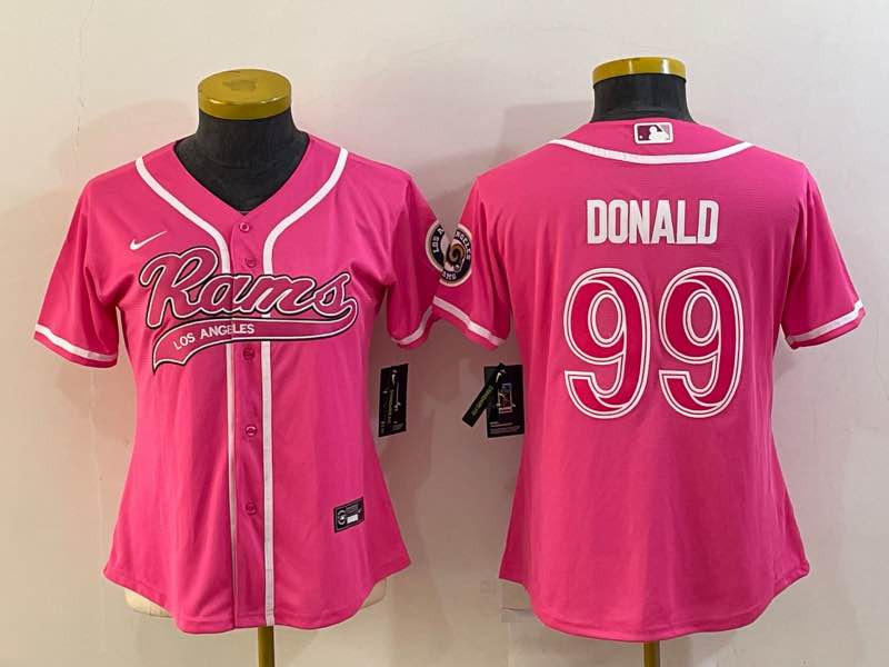 Womens NFL Los Angeles Rams #99 Donald Pink Joint-design Jersey