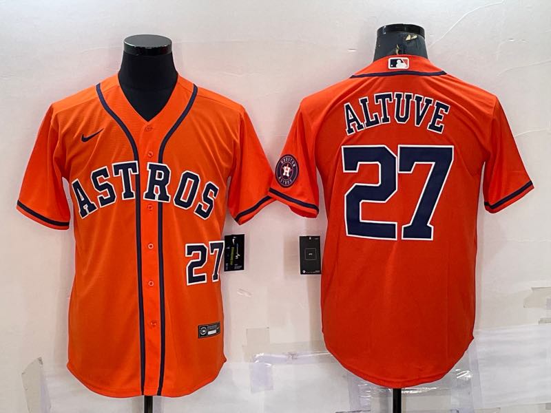 MLB Houston Astros #27 Altuve Orange Game Jersey