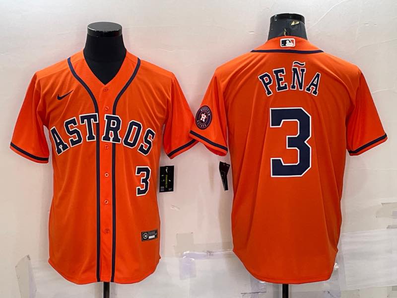 MLB Houston Astros #3 Pena Orange Game Jersey