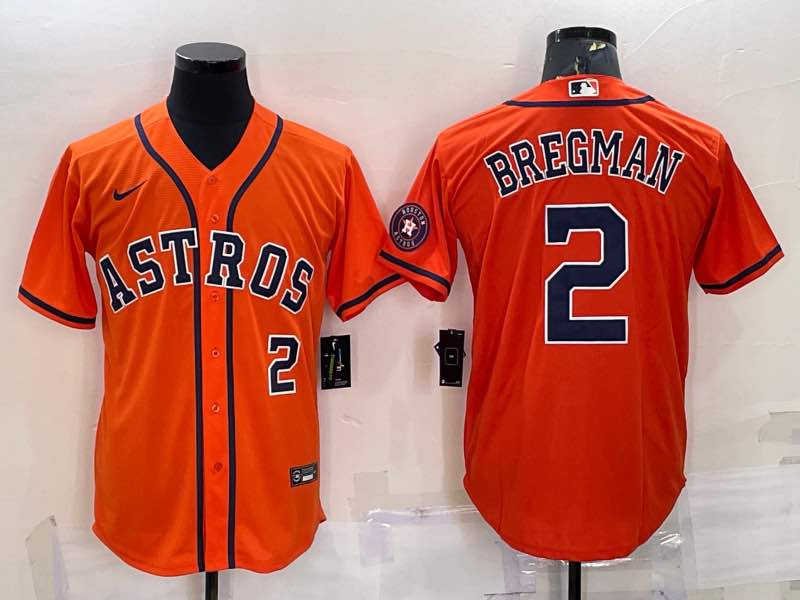 MLB Houston Astros #2 Bergman  Orange Game Jersey