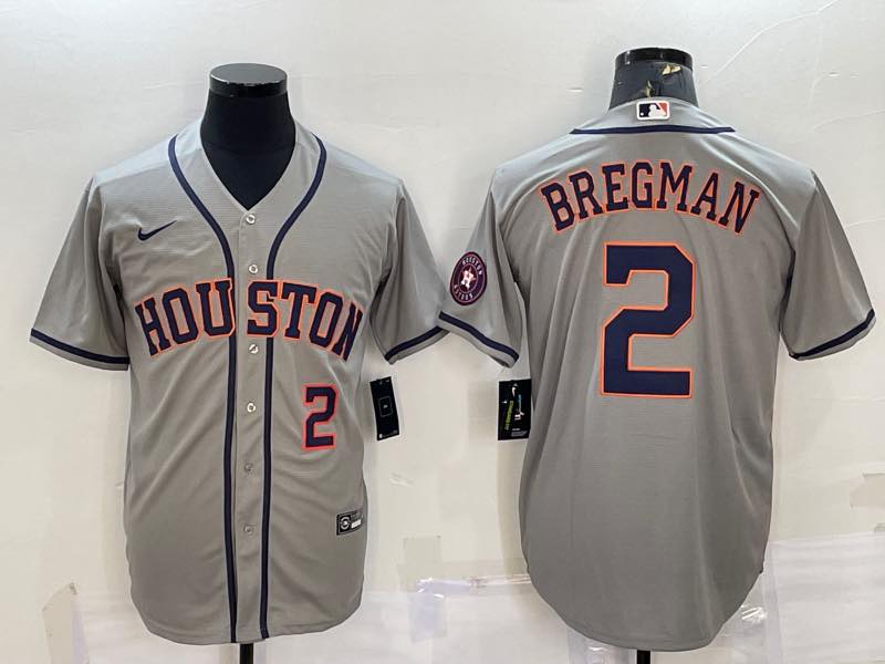 MLB Houston Astros #2 Bergman Grey Game Jersey
