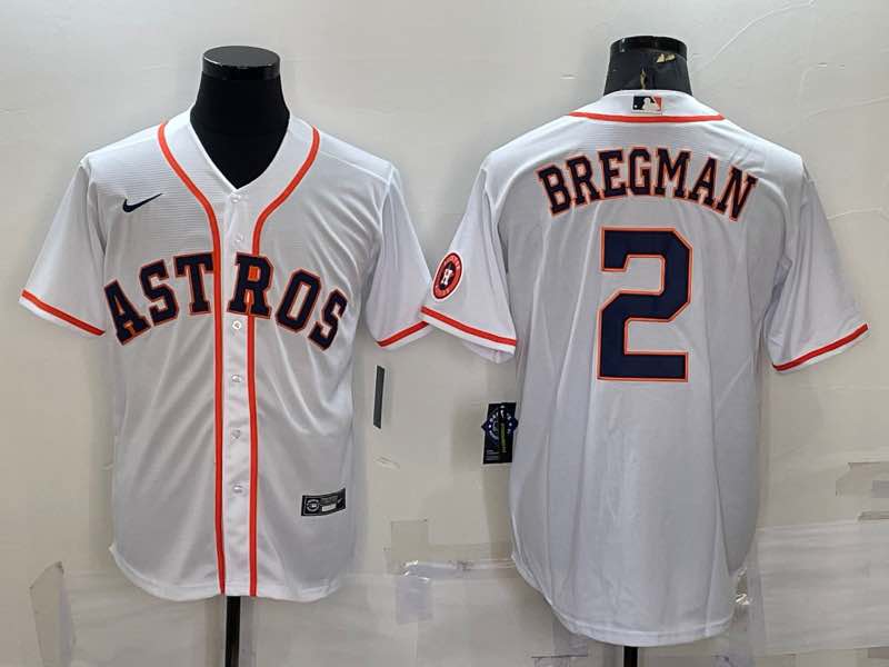 MLB Houston Astros #2 Bergman White Game Jersey