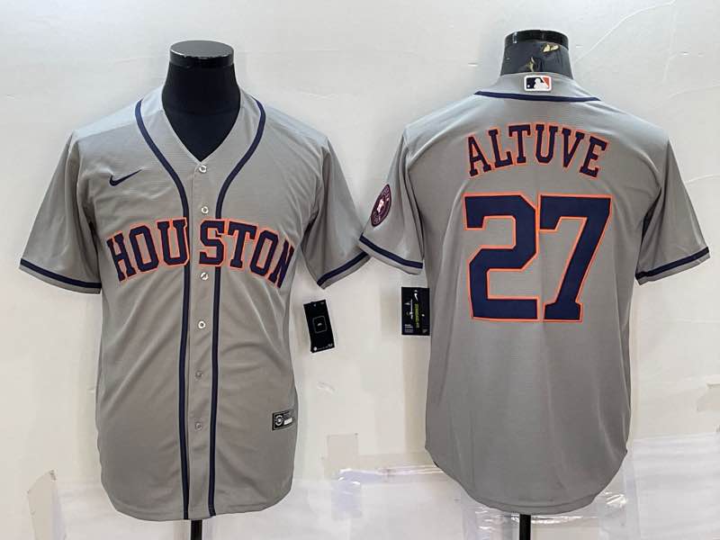 MLB Houston Astros #27 Altuve  Grey Game Jersey