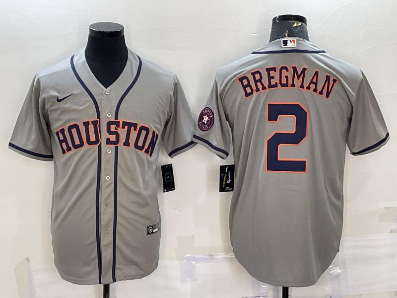 MLB Houston Astros #2 Bergman  Grey Game Jersey