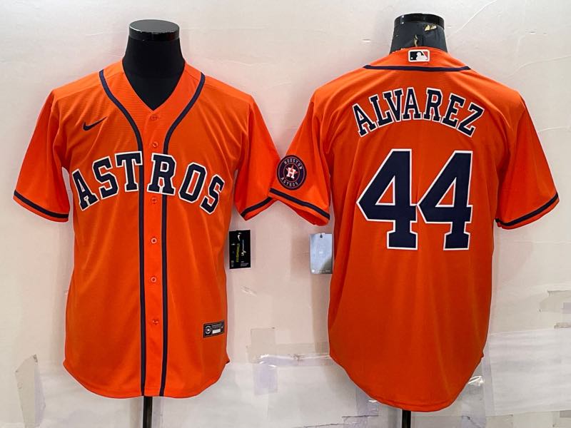 MLB Houston Astros #44 Alvarez  Orange Game Jersey