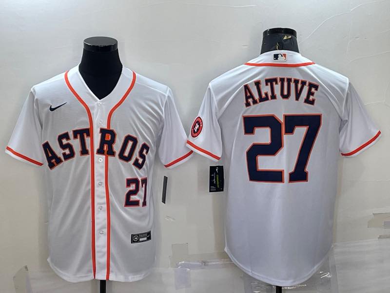 MLB Houston Astros #27 Altuve White Game Jersey