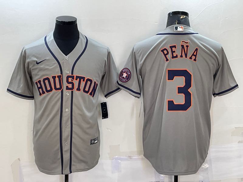 MLB Houston Astros #3 Pena  Grey Game Jersey