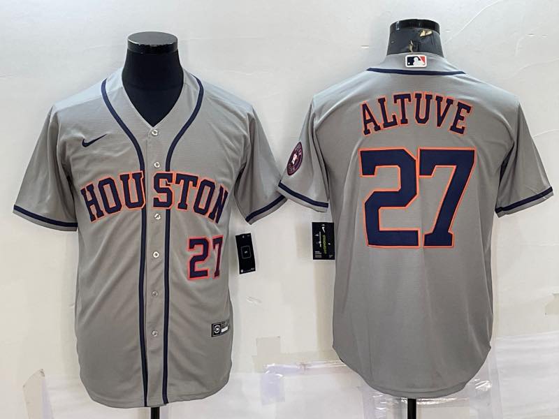 MLB Houston Astros #27 Altuve Grey Game Jersey