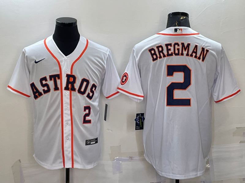 MLB Houston Astros #2 Bergman  White Game Jersey