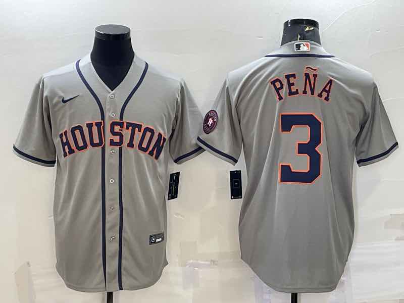 MLB Houston Astros #3 Pena Grey Jersey