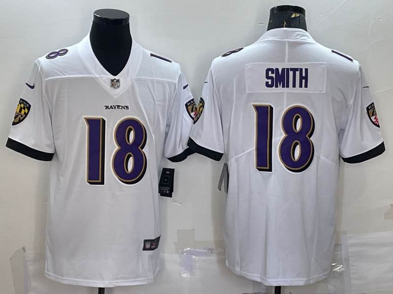 NFL Baltimore Ravens #18 Smith Vapor Limited White Jersey