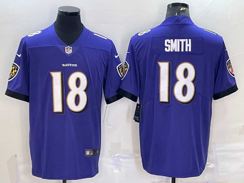 NFL Baltimore Ravens #18 Smith Vapor Limited Purple Jersey