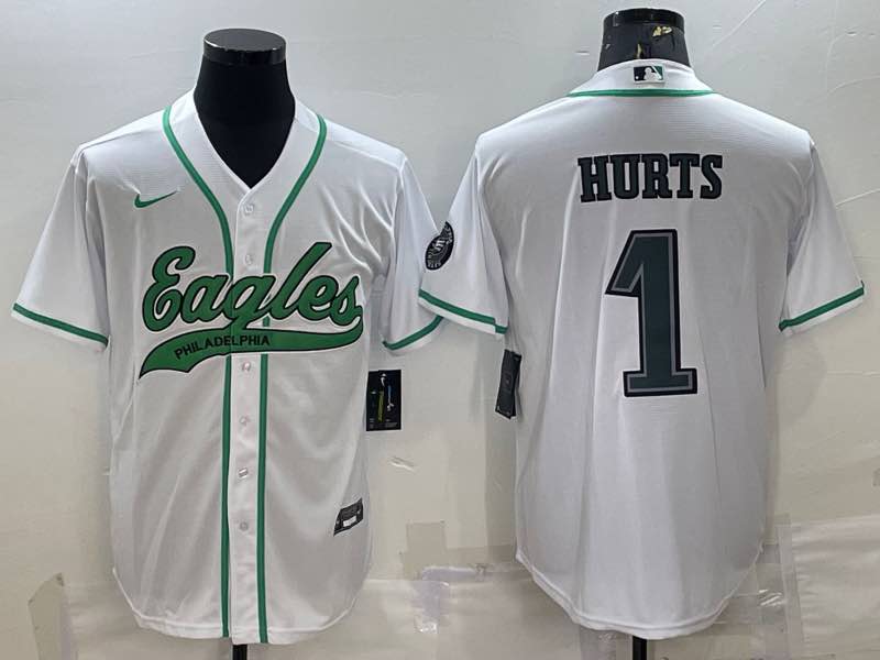 NFL Philadelphia Eagles #1 Hurts White Joint-designed Jersey