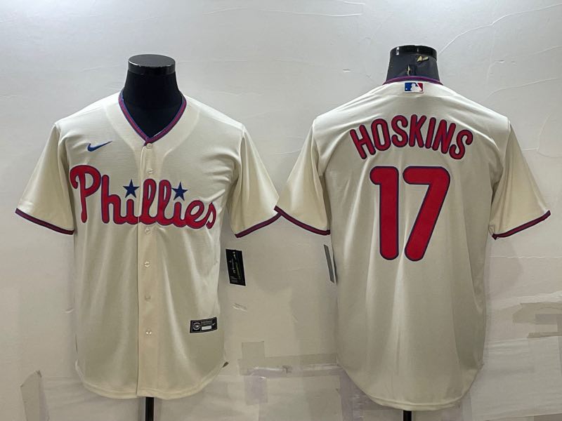 MLB Philadelphia Phillies #17 Hoskins Cream game jersey  